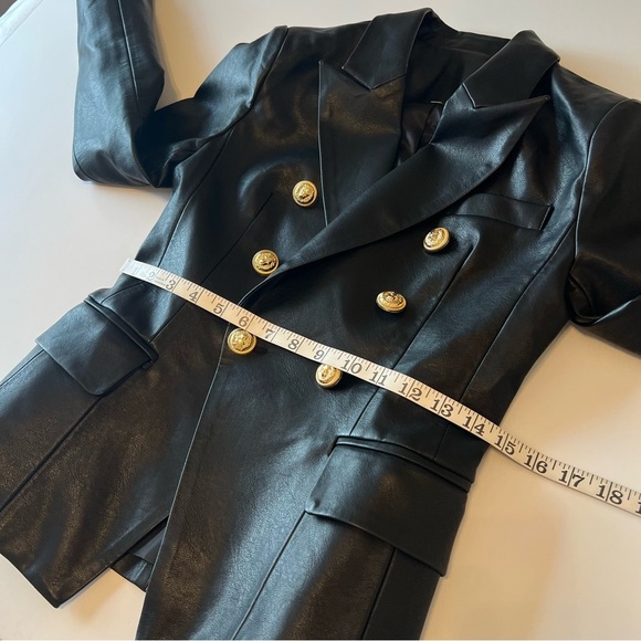 Faux Leather double breasted fitted blazer jacket, size XS/S, NWOT - Picture 8 of 16